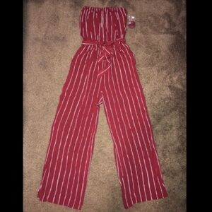 Abercrombie Red Striped Jumpsuit